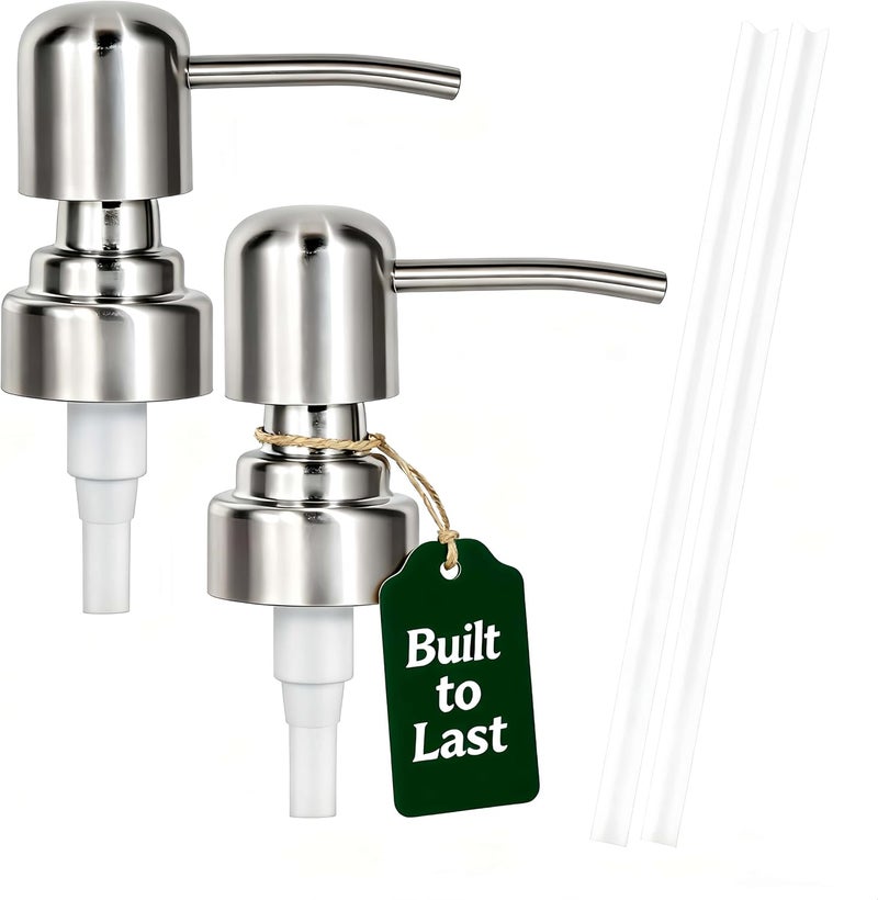 Tuipmui Soap Dispenser Pump Replacement, Kitchen and Bathroom Soap Pump Replacement, Reusable 304 Stainless Steel Hand Soap Pump, Shampoo and hand soap pump, Standard Diameter 28/400 Neck Size (2 PCS) - Image 1
